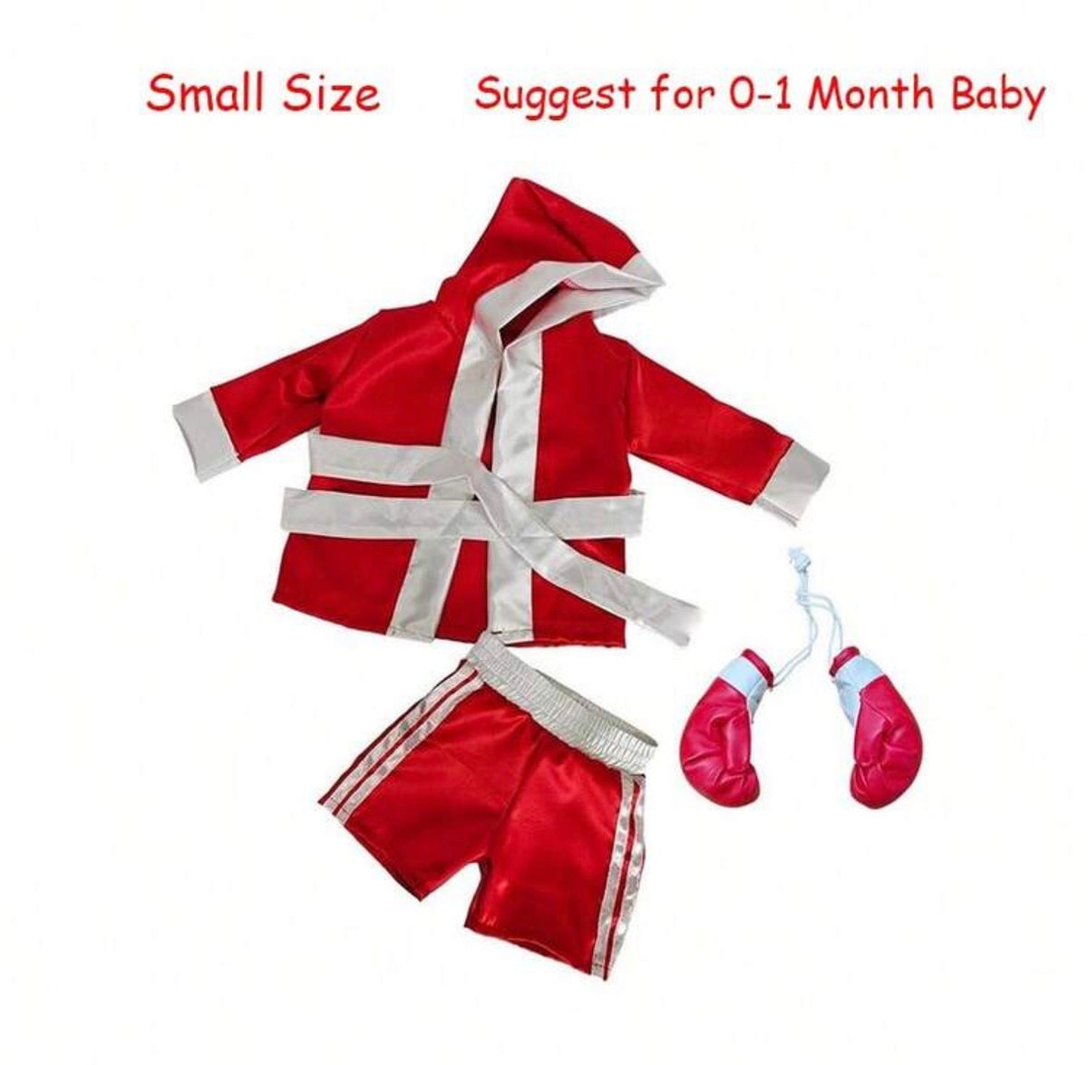 3PCS Newborn Photography Boxer Robe Short And Boxing Set
