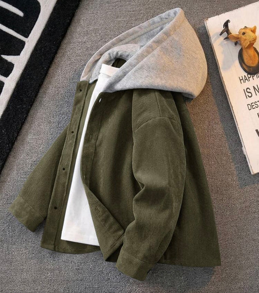 Versatile Comfortable Blue Open Front Long Sleeve Hooded Woven Jacket