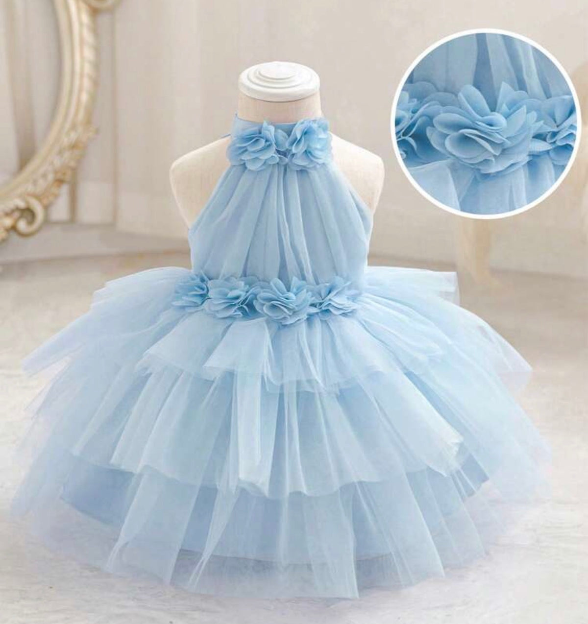 3D Floral Sleeveless Tulle Light Purple Elegant Princess Dress