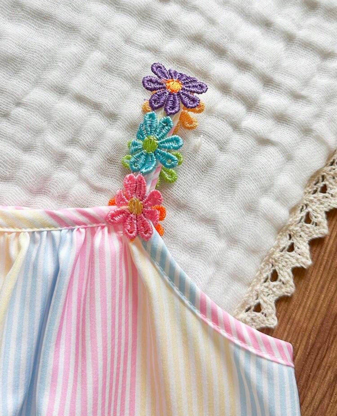 Floral ribbon Patchwork Striped A-line