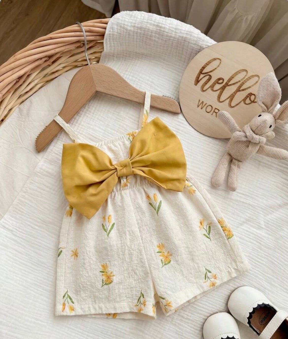 Striped Bow Strap Romper