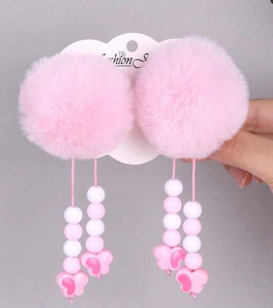 2pcs Brown Fluffy Hair Clips
