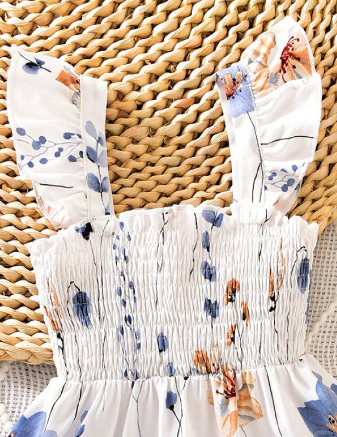 Floral Print Ruffle Layered Cap Sleeve Dress