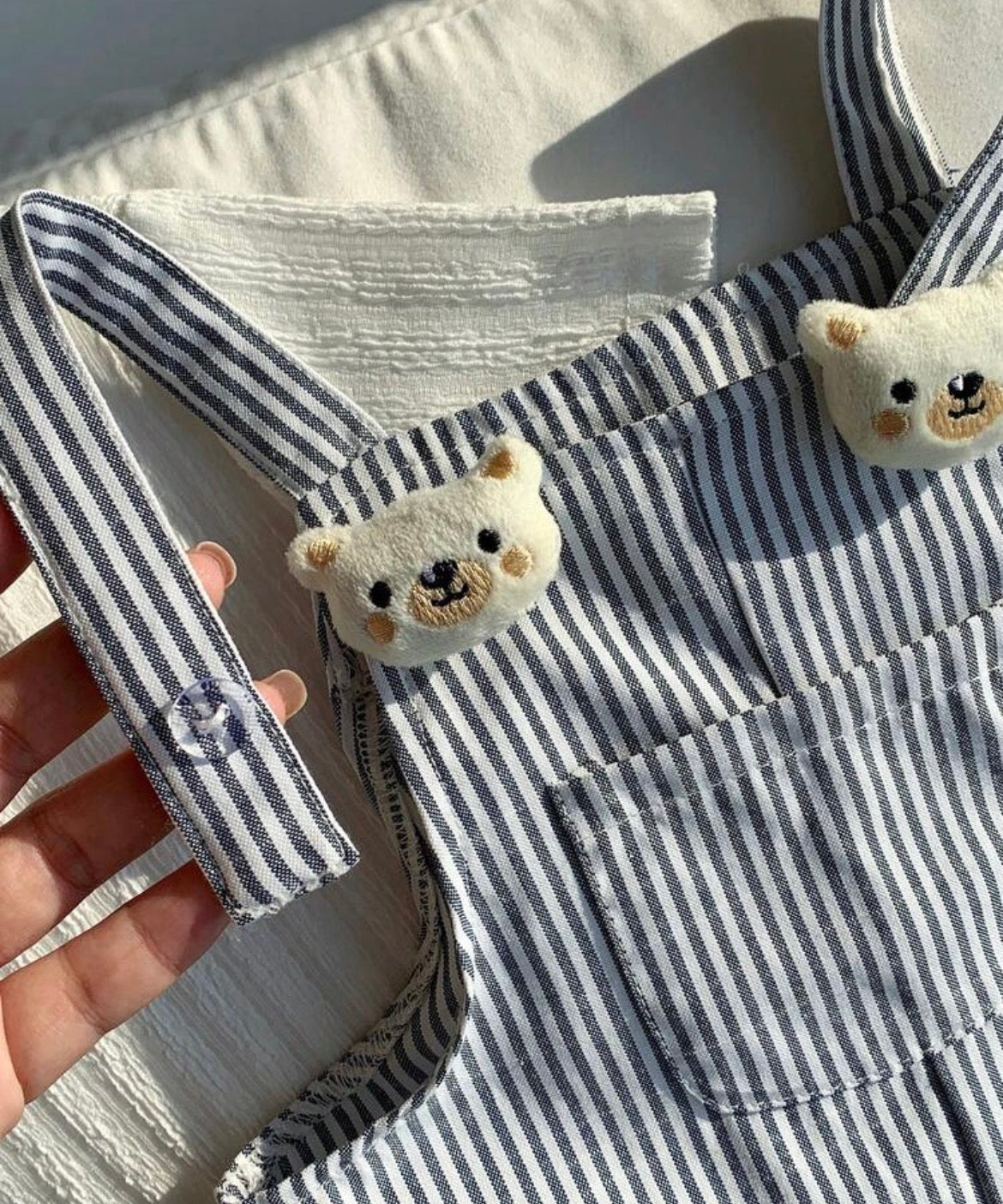 Striped Cartoon 3D Bear Suspender Romper