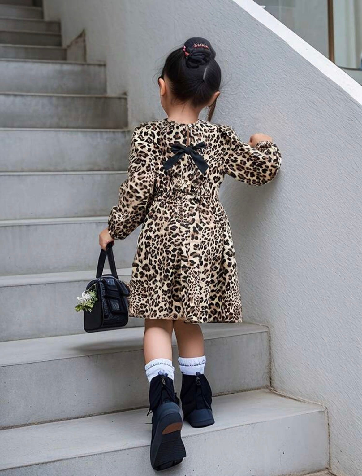 Bow Tie & Leopard Print Dress