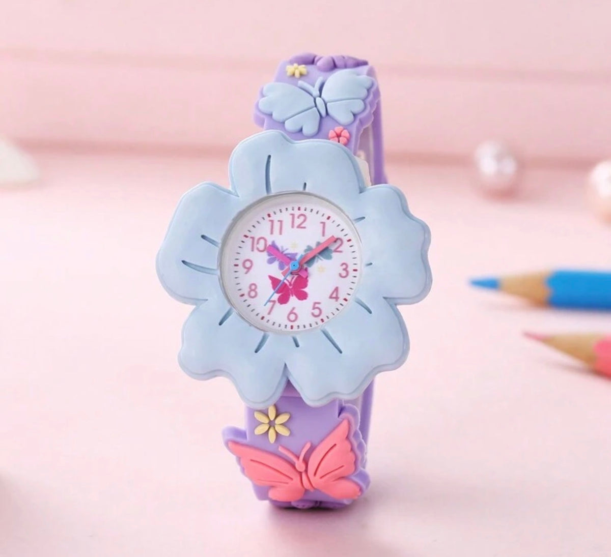 Flower & Butterfly Cartoon Watch, 3d