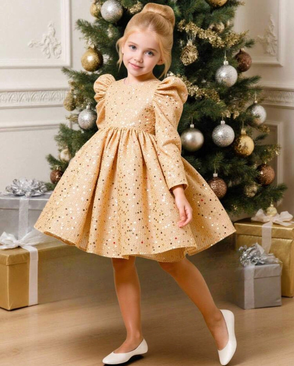 Glamorique Golden Sequined Dress