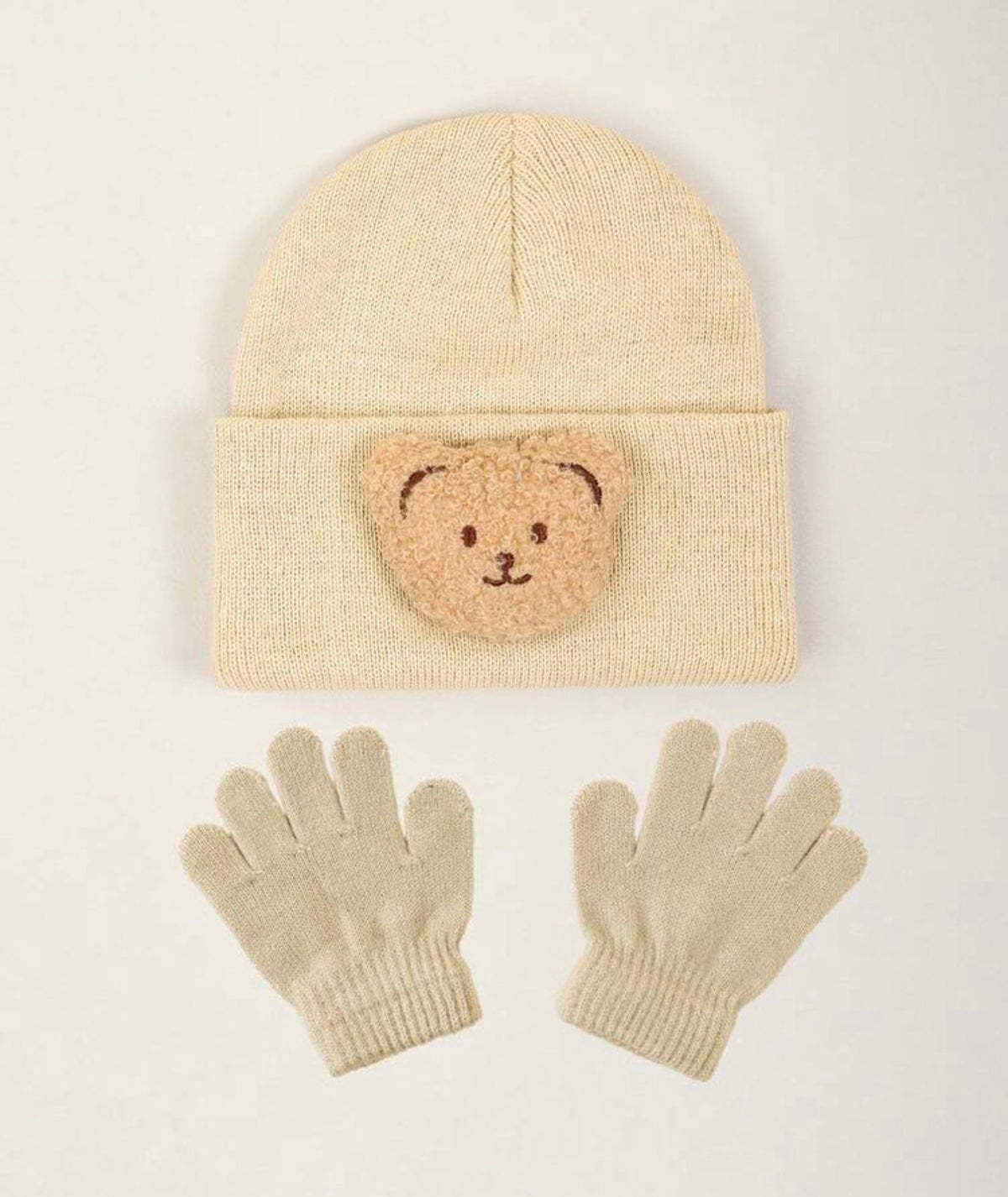 1set 0-3Y Beanie & Gloves Winter Knit Warm Caps