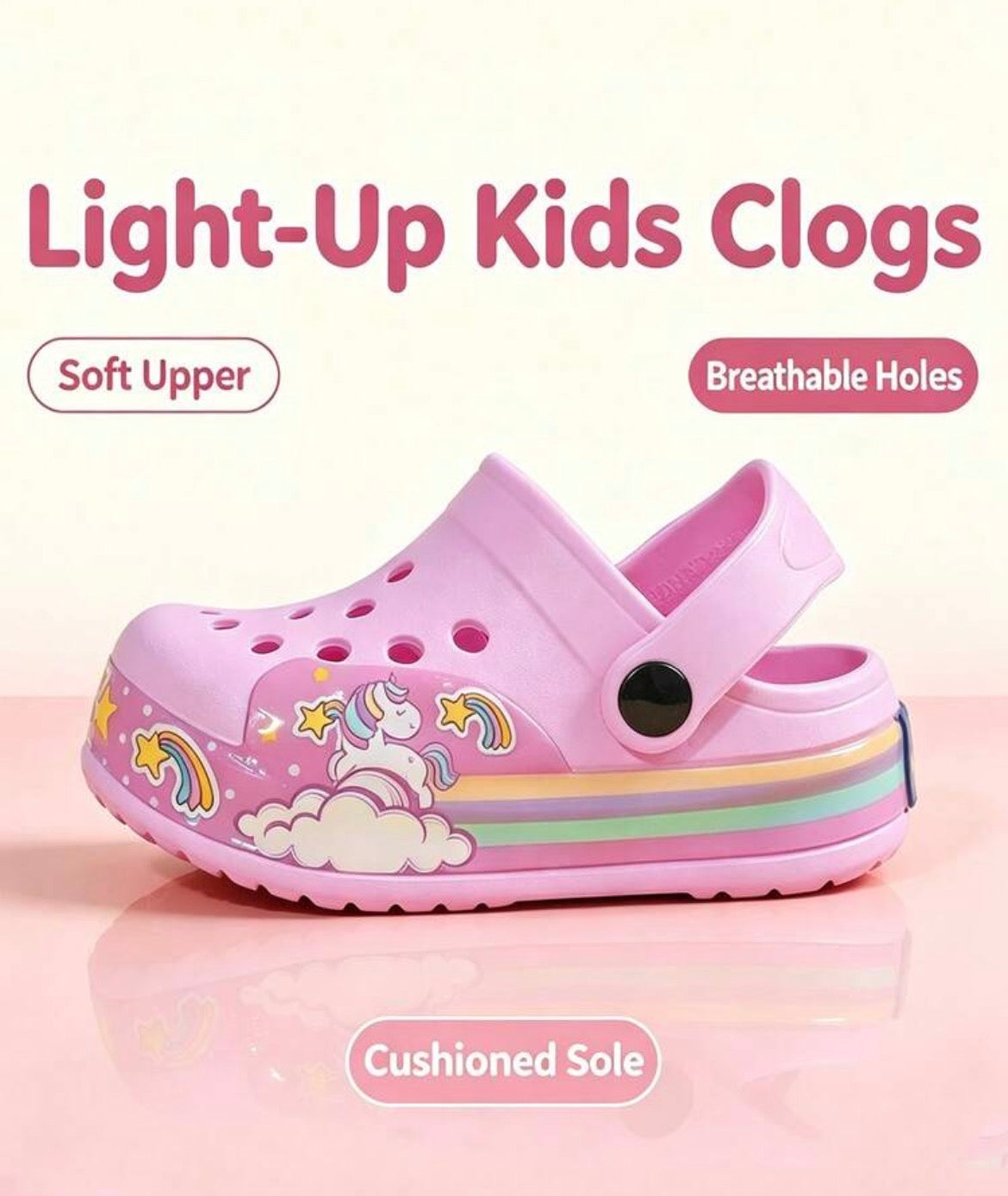LED Light-Up Unicorn Clogs