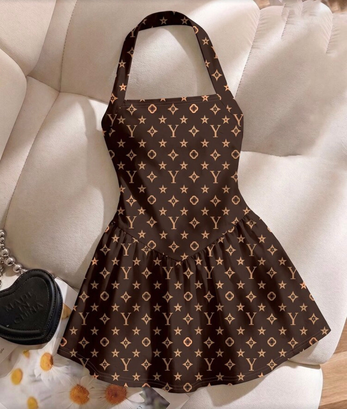 Floral Print Halter Neck A-Line Dress