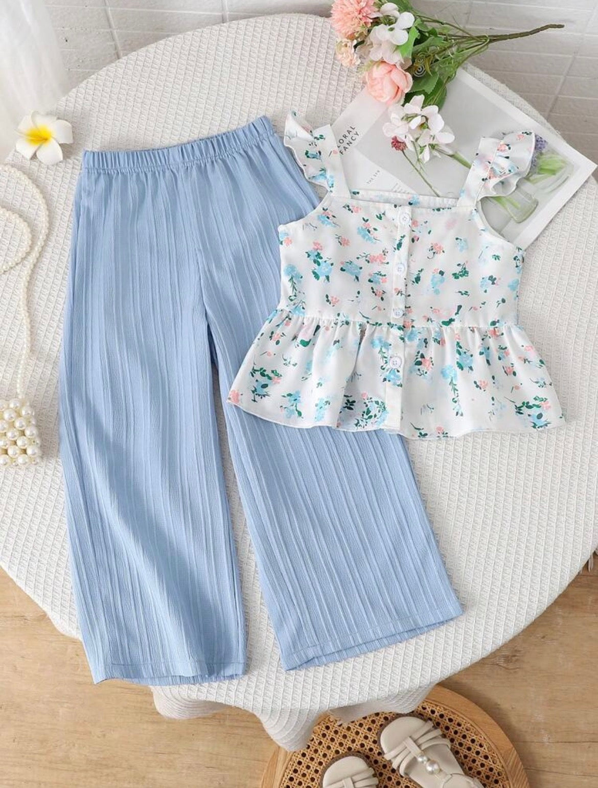 Floral Print Camisole And Wide Leg Pants