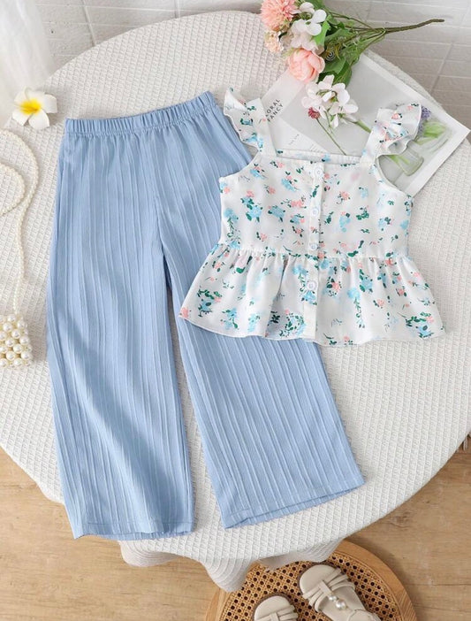Floral Print Camisole And Wide Leg Pants