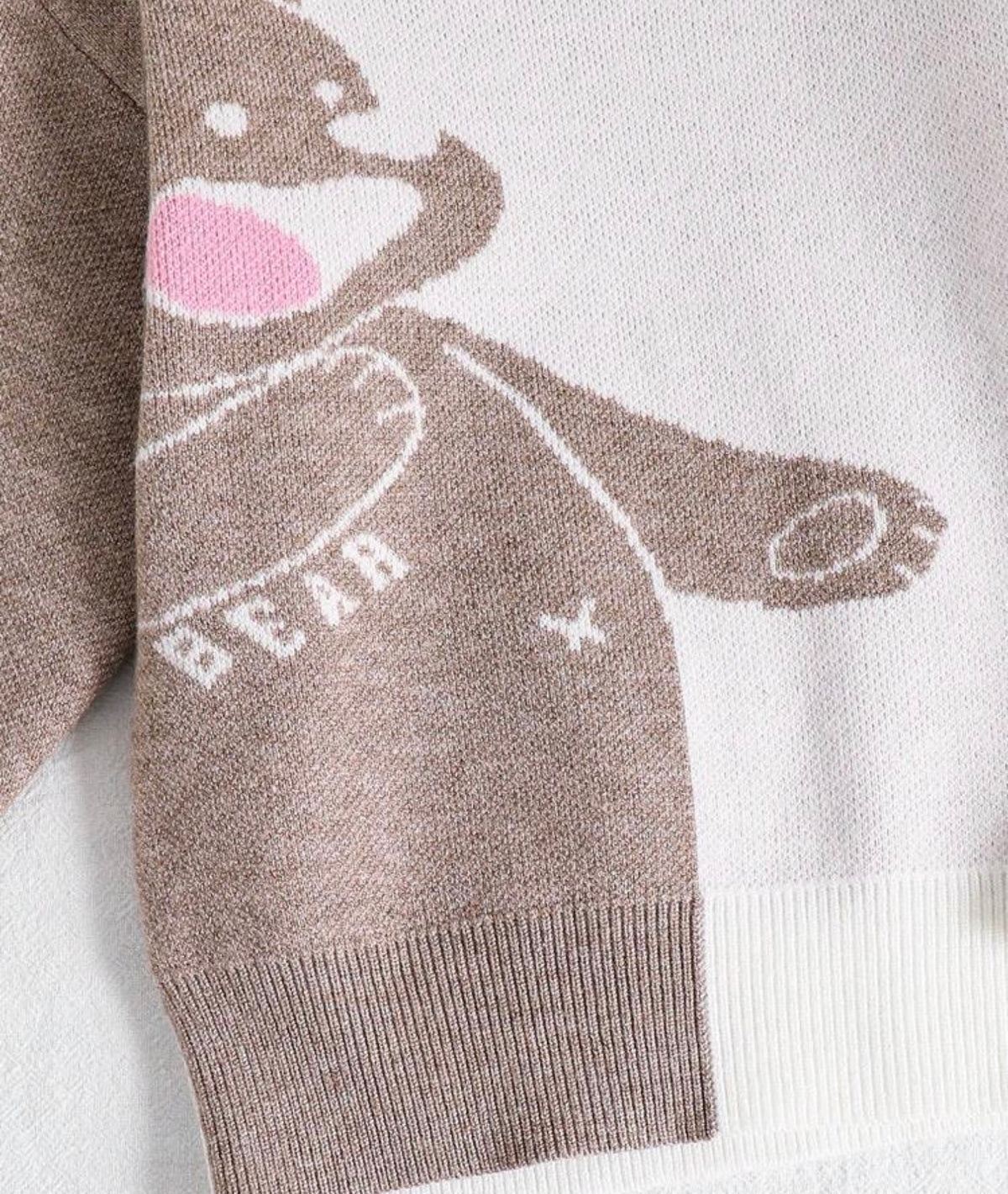 Crew Neck Pullover Bear Cartoon Pattern Long Sleeve Winter