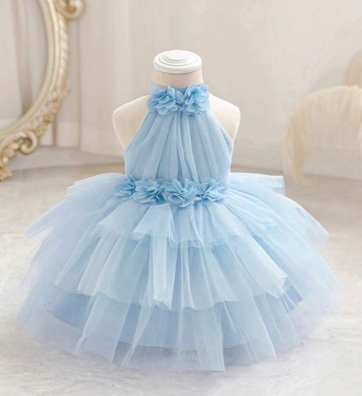 3D Floral Sleeveless Tulle Light Purple Elegant Princess Dress