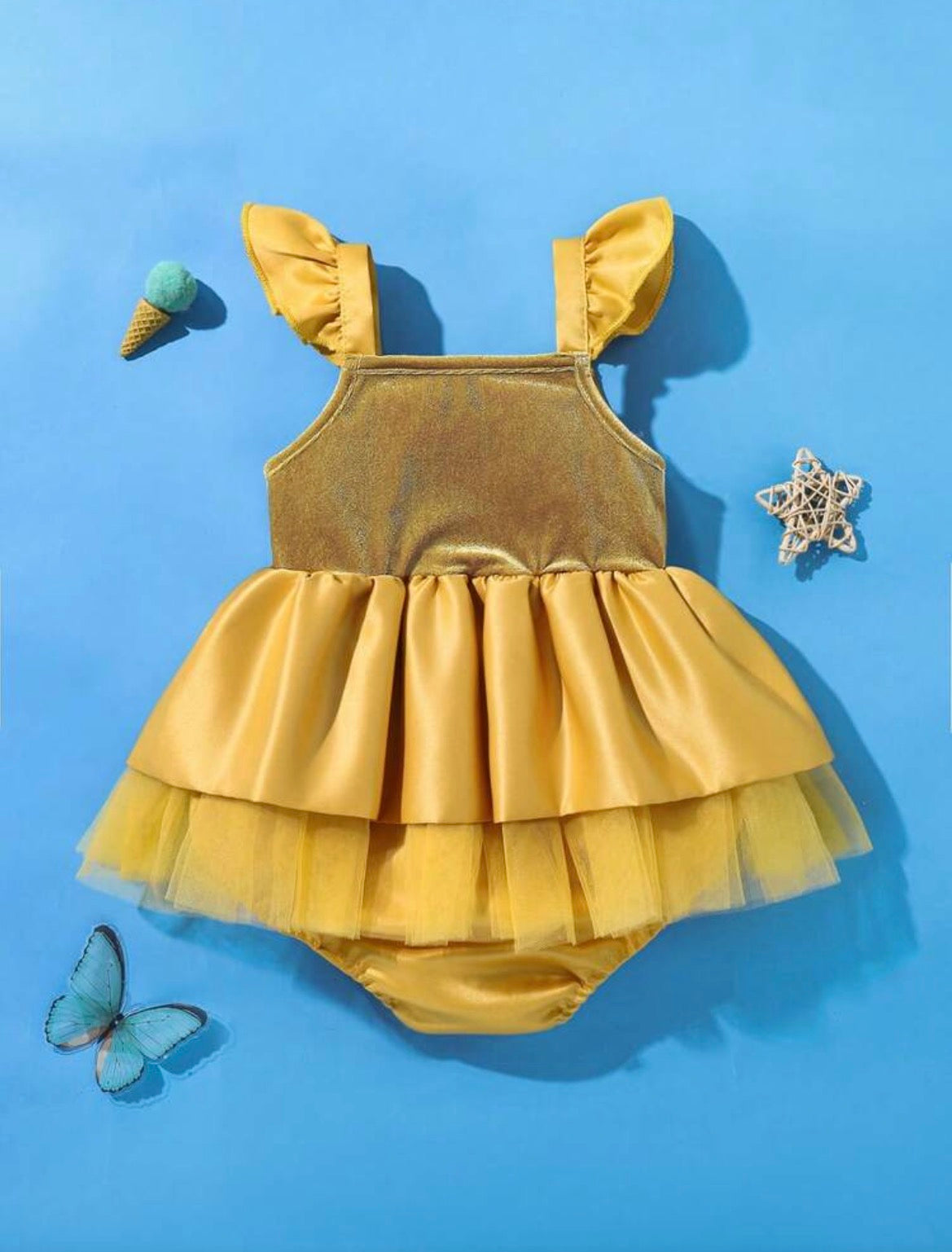 Princess Blue Gemstone Mesh Dress