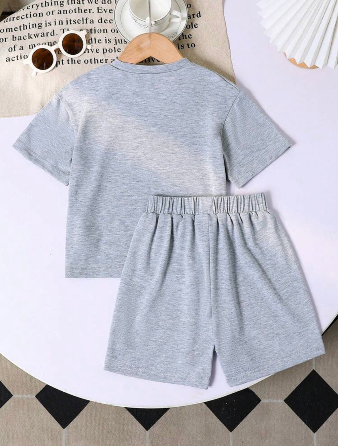 Cartoon Print Short Sleeve T-Shirt And Shorts Set