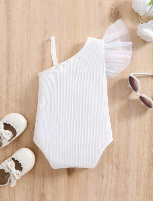 Ruffled Strap Knitted Bodysuit