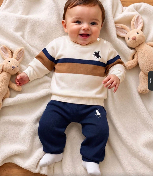 Newborn Baby Knight Pattern Long Sleeve Top And Pants