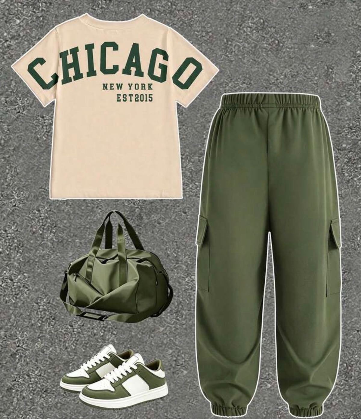 Round Neck Short Sleeve T-Shirt And Long Pants Set