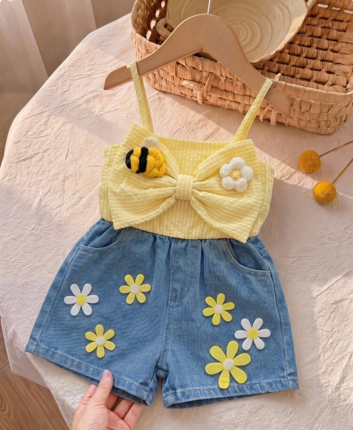 Bow decor Spaghetti strap Romper