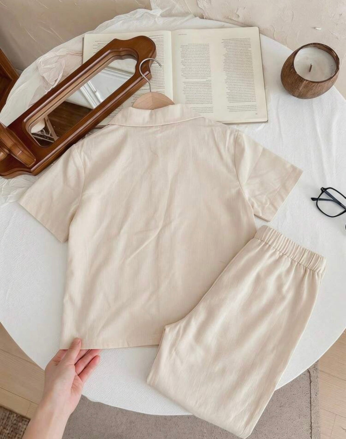 Solid Color Short Sleeve Shirt And Pants