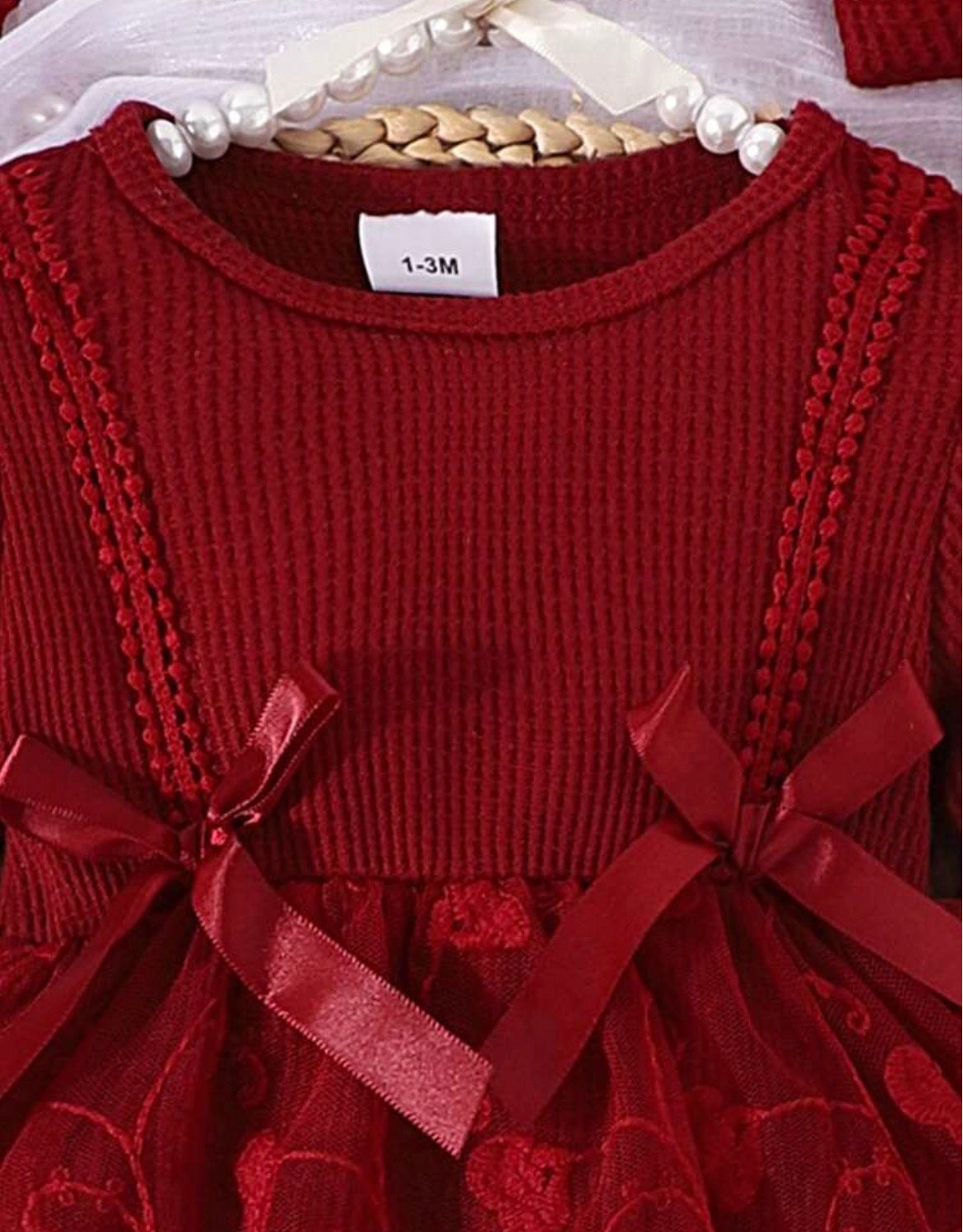 Lace Patchwork long sleeve bodysuit with hair band and socks