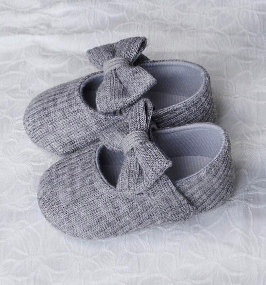 1 Pair Girls' Bow Knit Fabric Slip-On Cute Flats