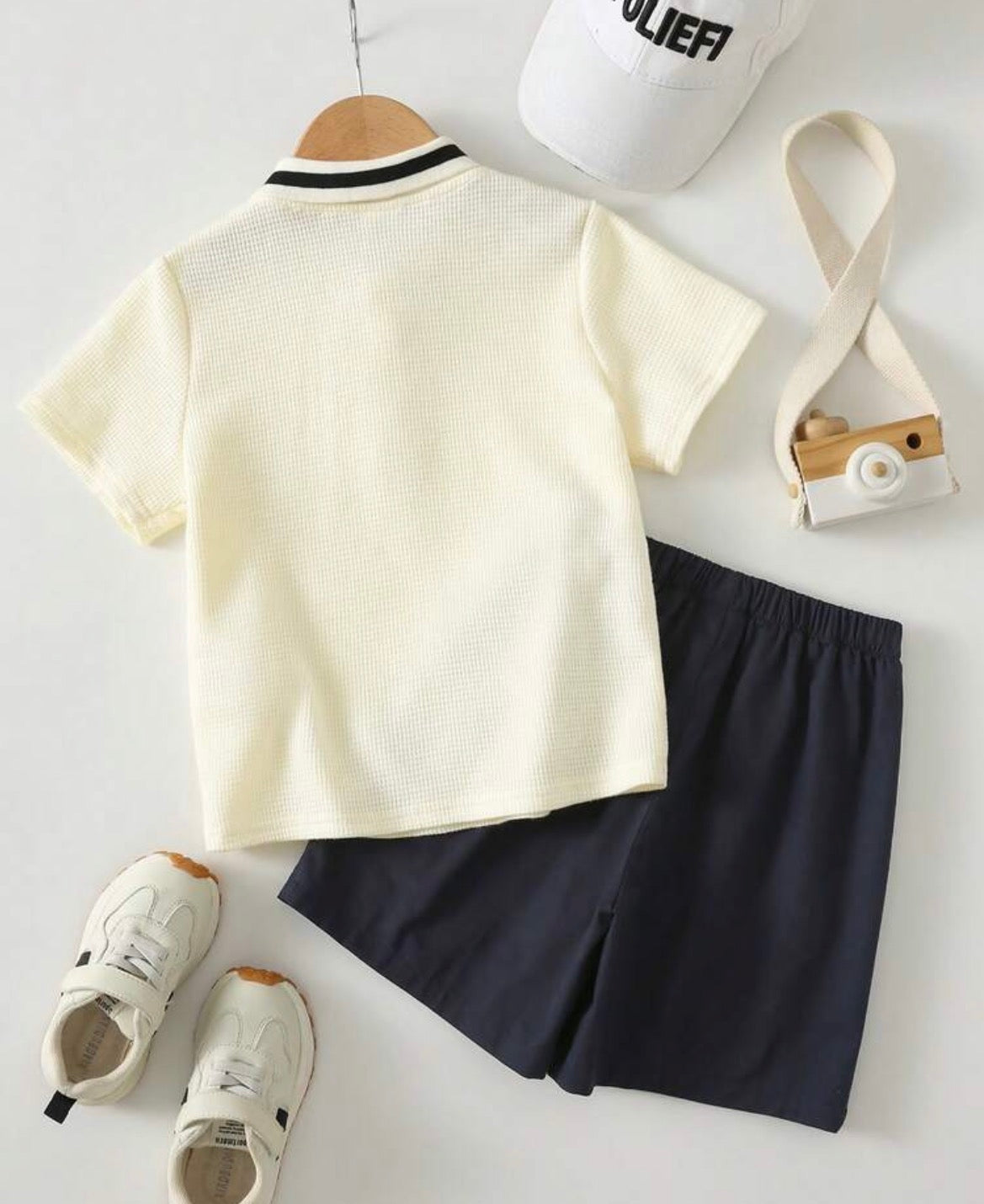 Polo Collar Short Sleeve Half-Zip Pullover Top,& Shorts Set