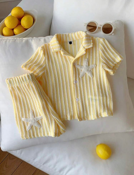 Unisex Baby Boy/Girl Casual Cute Striped Short Sleeve Shirt And Shorts Set