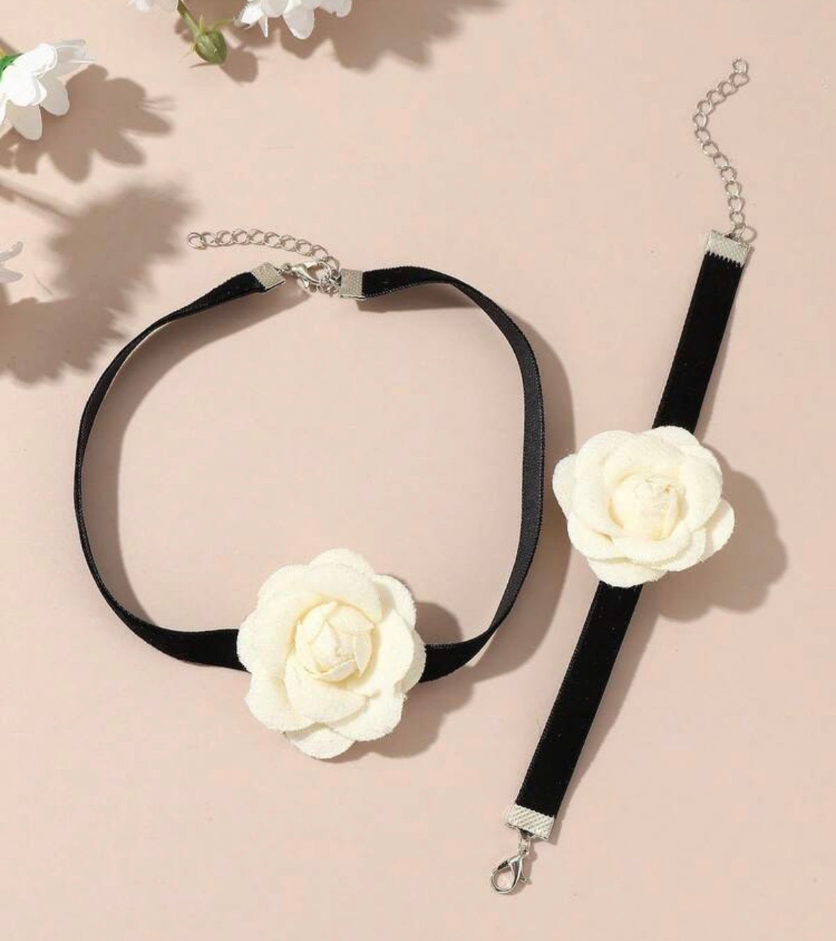 2pcs/Set Girls Flower Necklace And Bracelet Jewelry Set