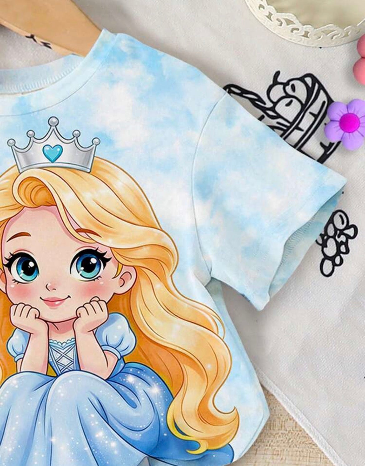 1 Set Baby Girl Casual Sweet Cartoon Print T-Shirt And Shorts