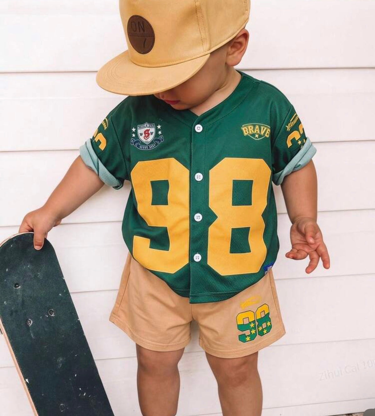 2pcs Unisex Short Sleeve Baseball Shirt And Shorts Set