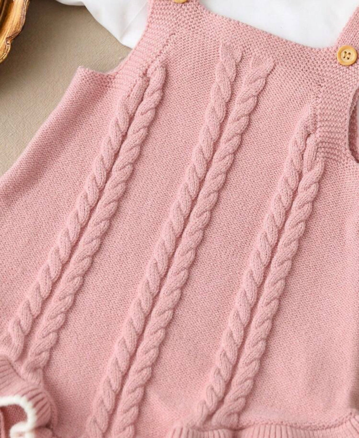 Ruffle Hem Cable Knit Bodysuit & Hat Autumn Fall