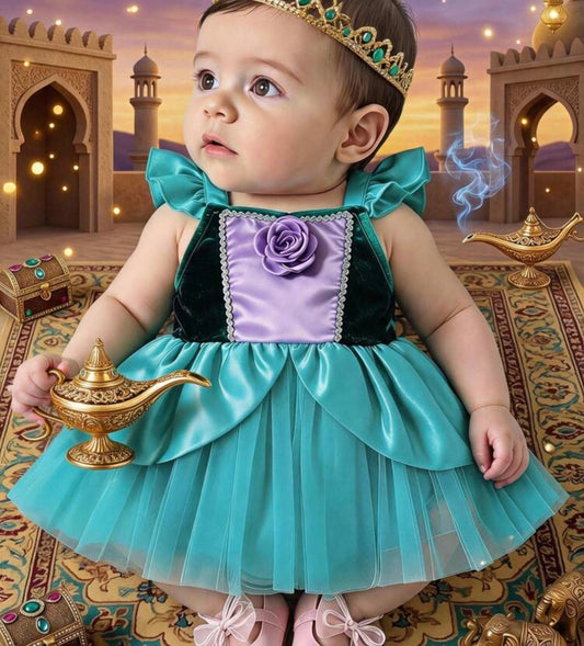 Princess Blue Court Tulle Gemstone Dress