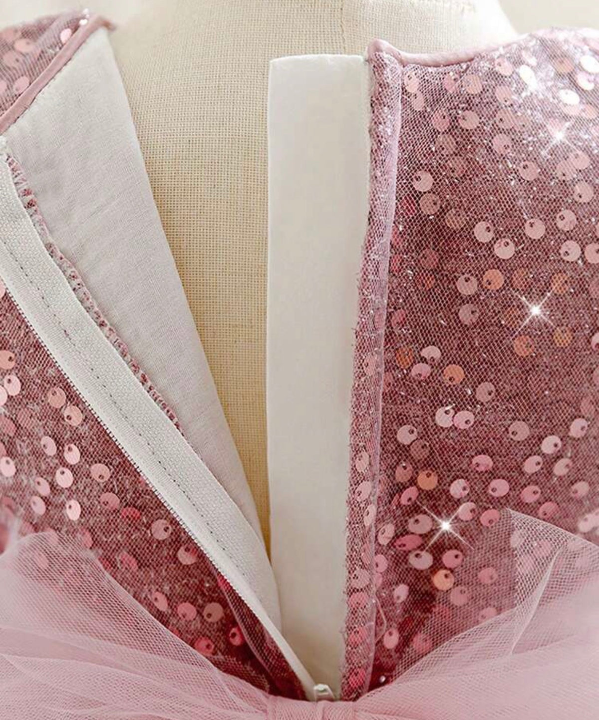 Baby Girls Short Sleeve Bow Sequin Tulle Cute Flower Girl Puff Dress