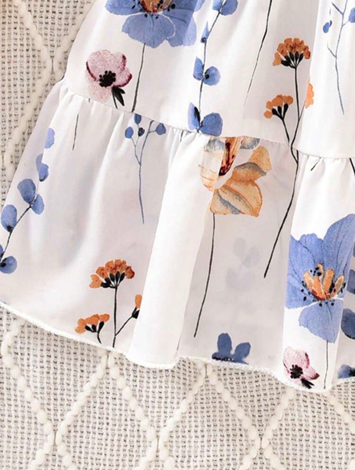 Floral Print Ruffle Layered Cap Sleeve Dress