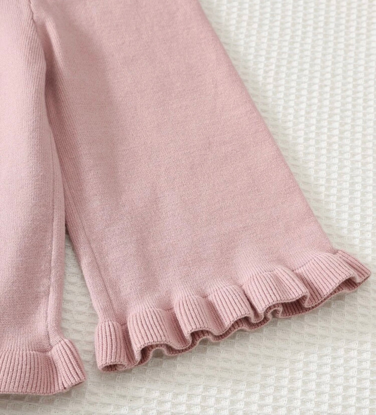 Rabbit Pattern 3D Bow Knitted Long Sleeve Button-Up Top Elastic Waist Long Pants 2-Piece Set