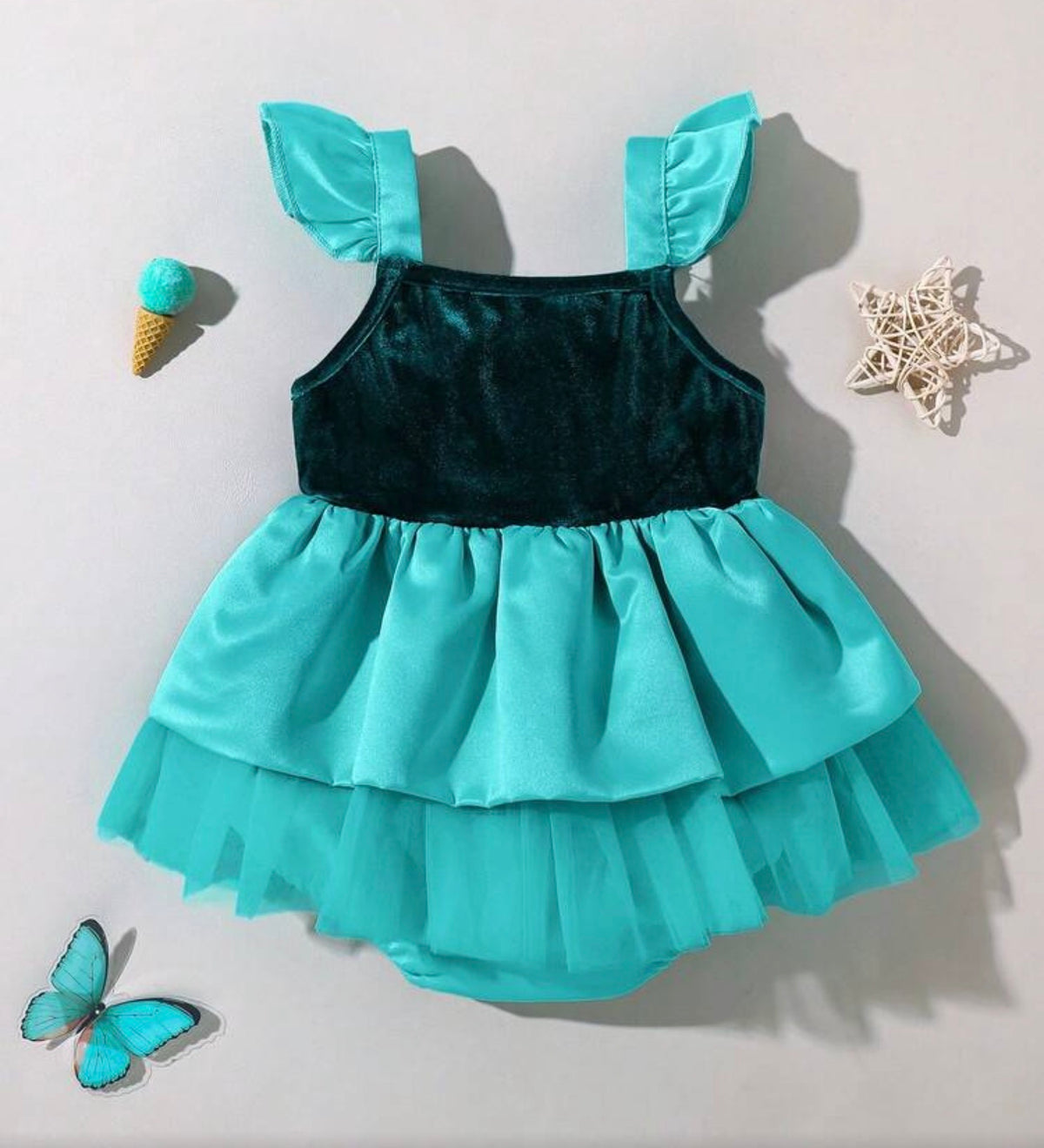 Princess Blue Court Tulle Gemstone Dress