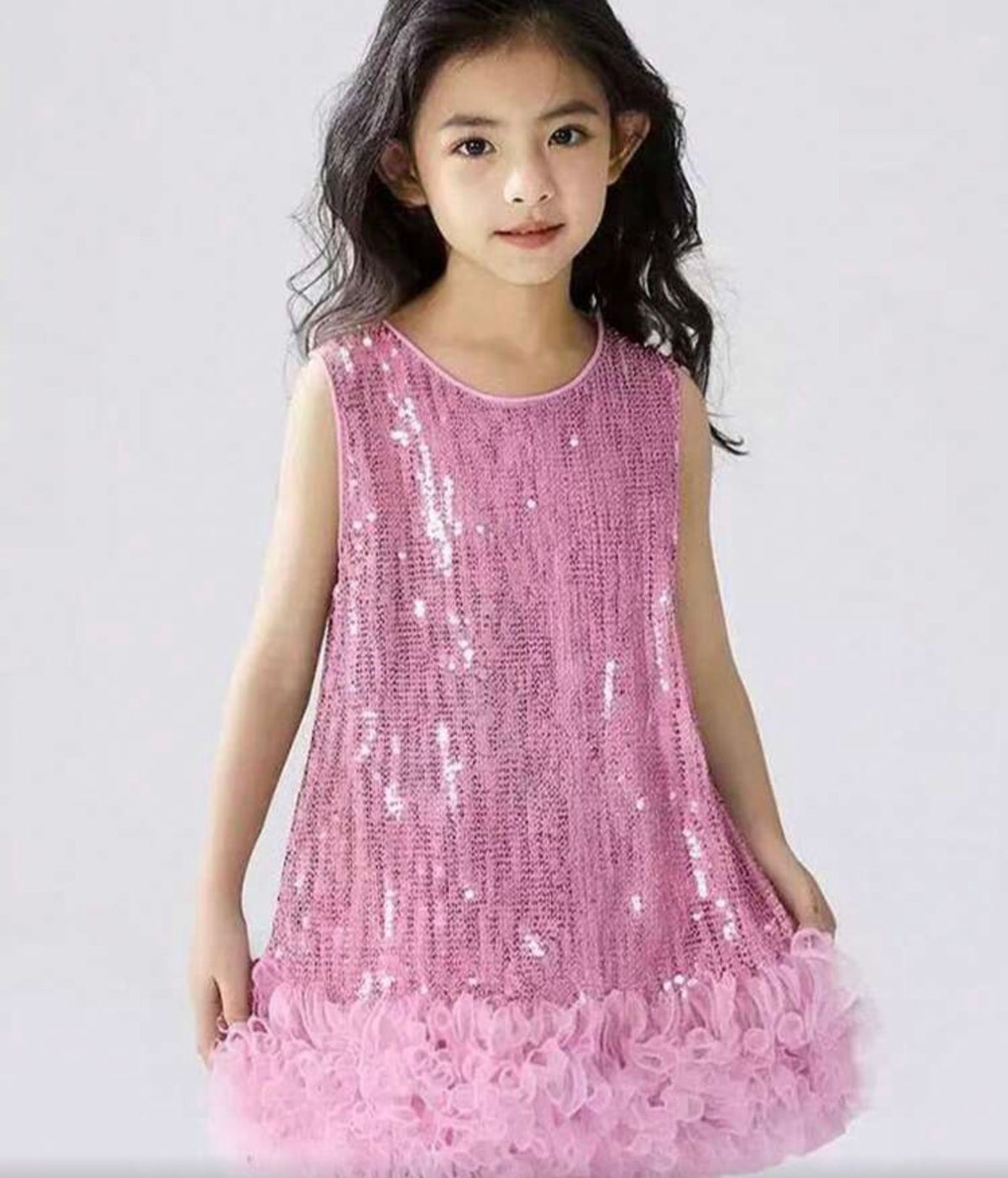 Contrast Sequin Mesh Hem Party Dress