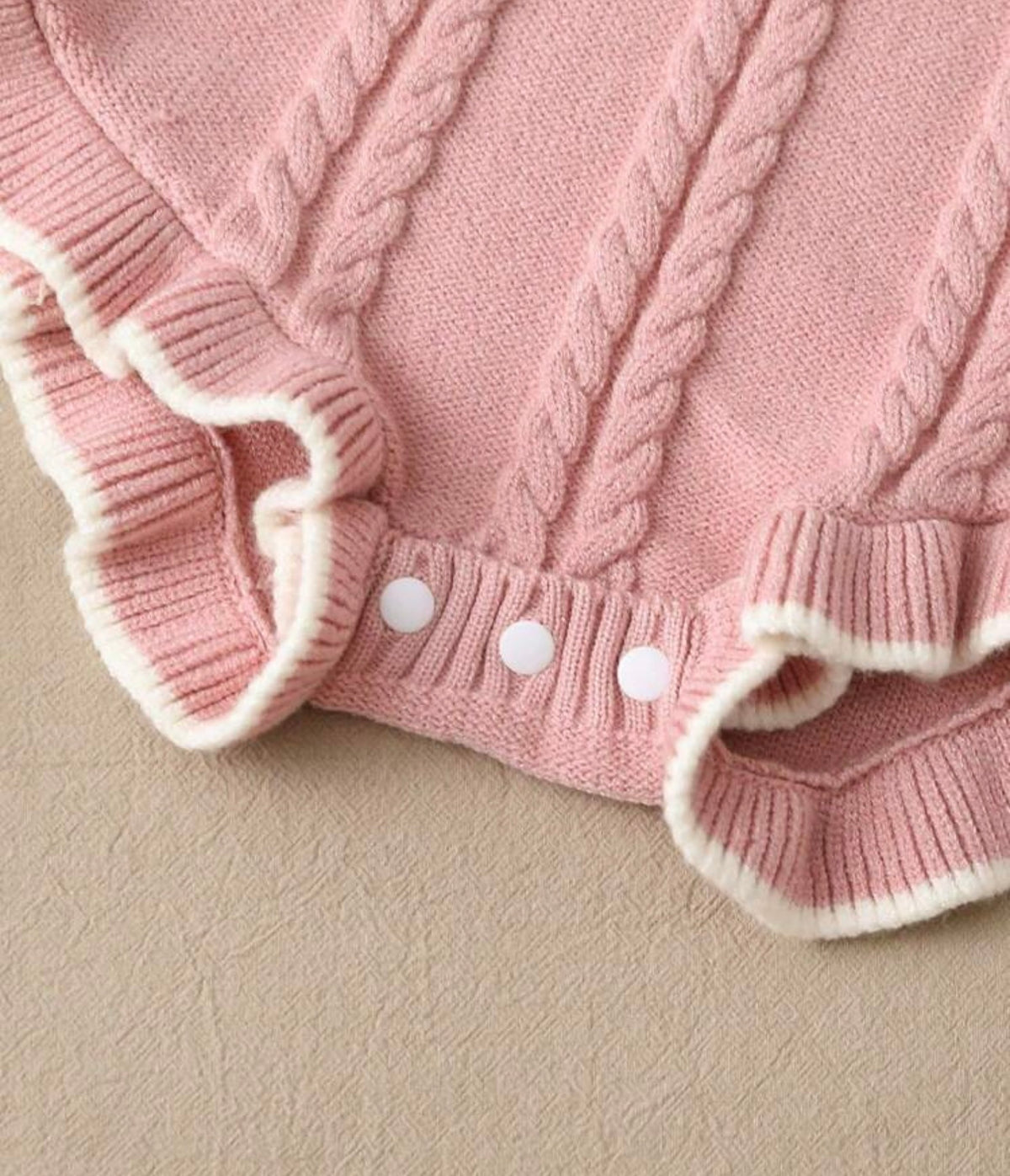 Ruffle Hem Cable Knit Bodysuit & Hat Autumn Fall