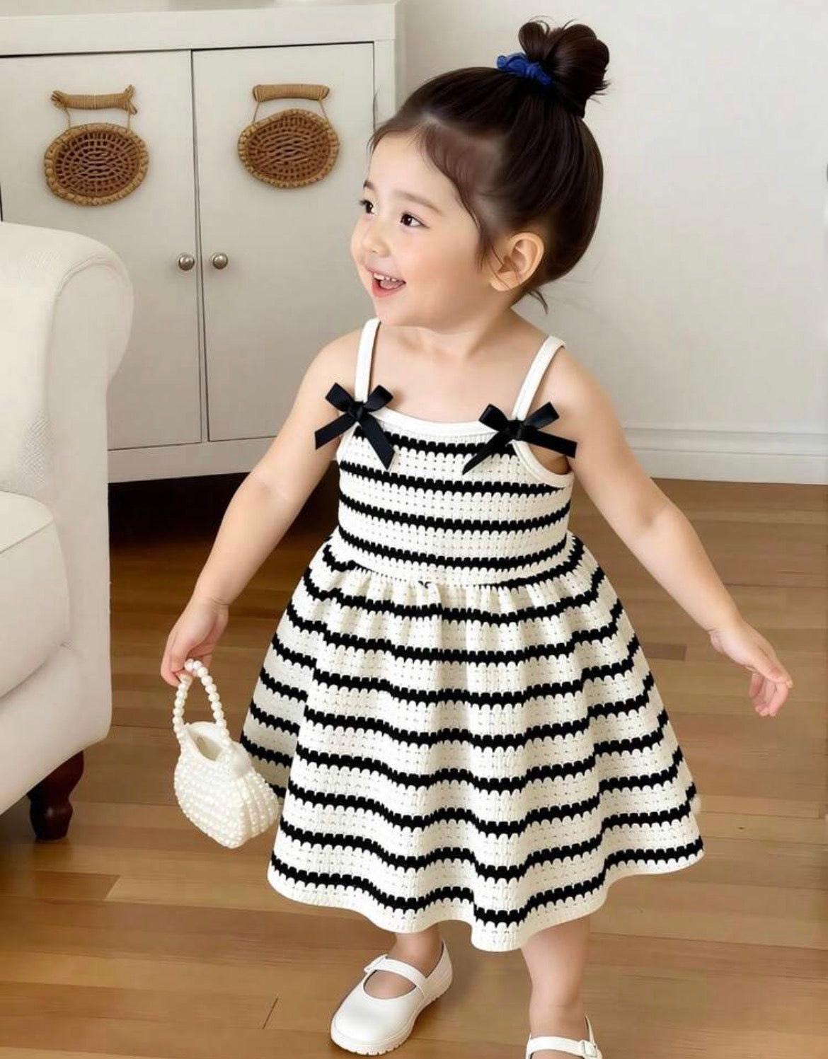blacknWhite cheakered spaghetti Strap A-Line