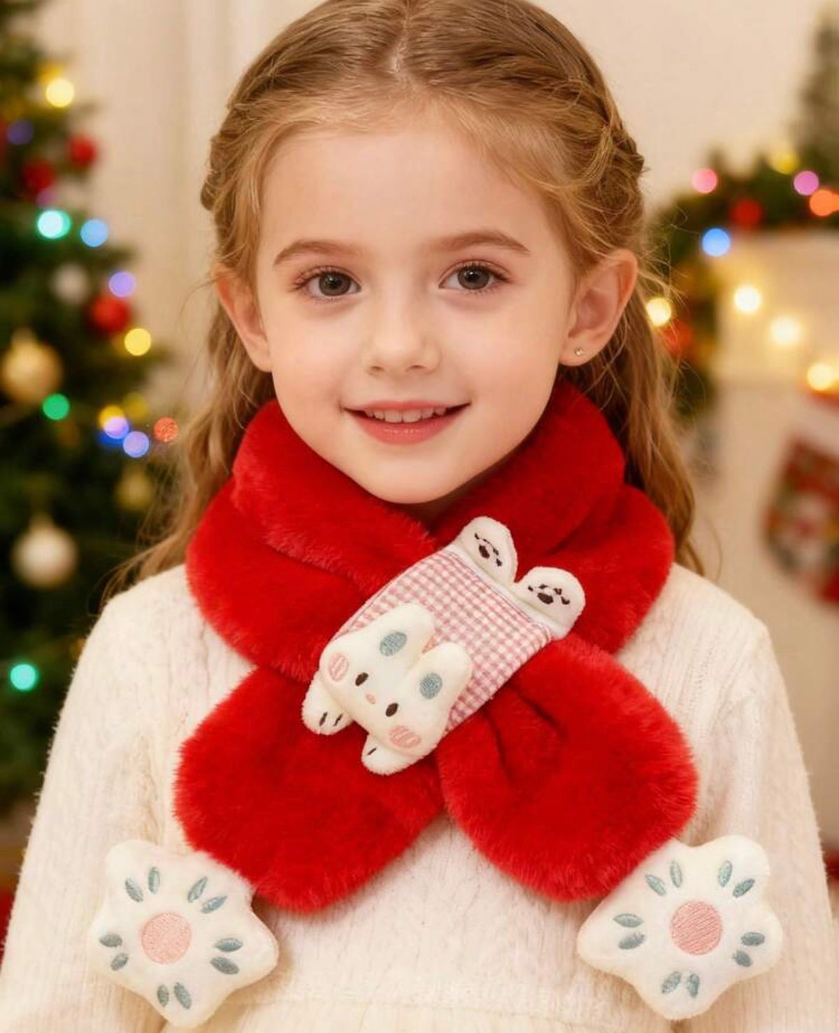 1pc Girls' Rabbit Plush Scarf