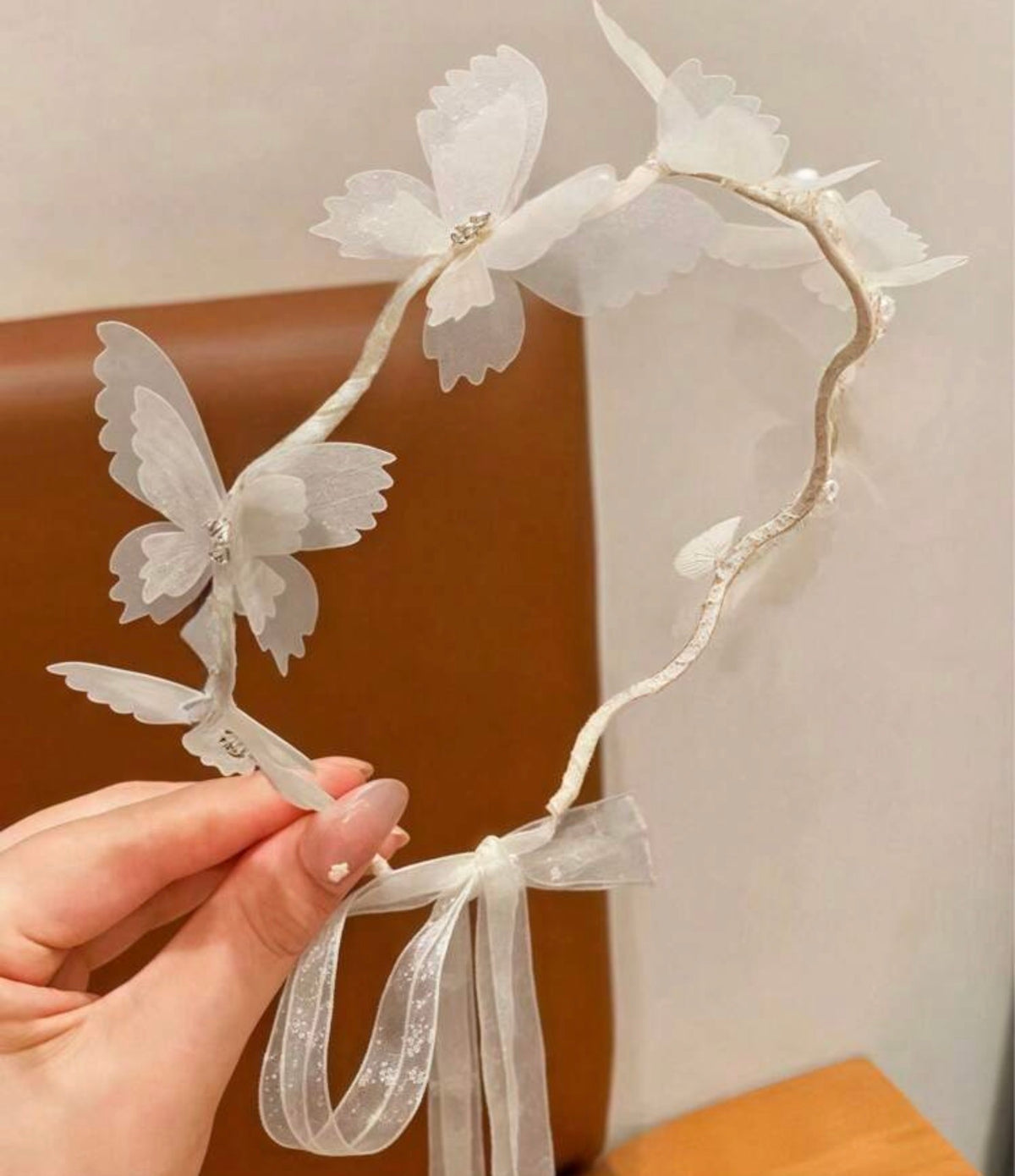 1pc Ethereal Sweet Fabric Mesh Butterfly Ribbon Headband