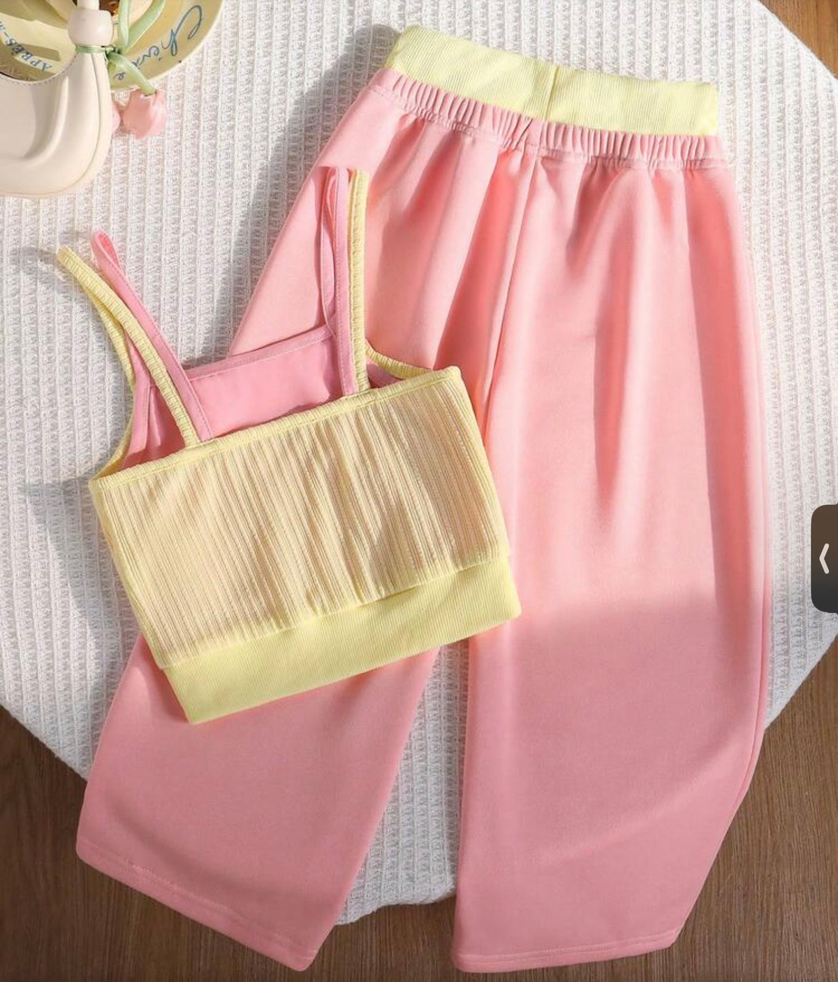 2pcs/Set Contrast Color Sleeveless Top & Pants