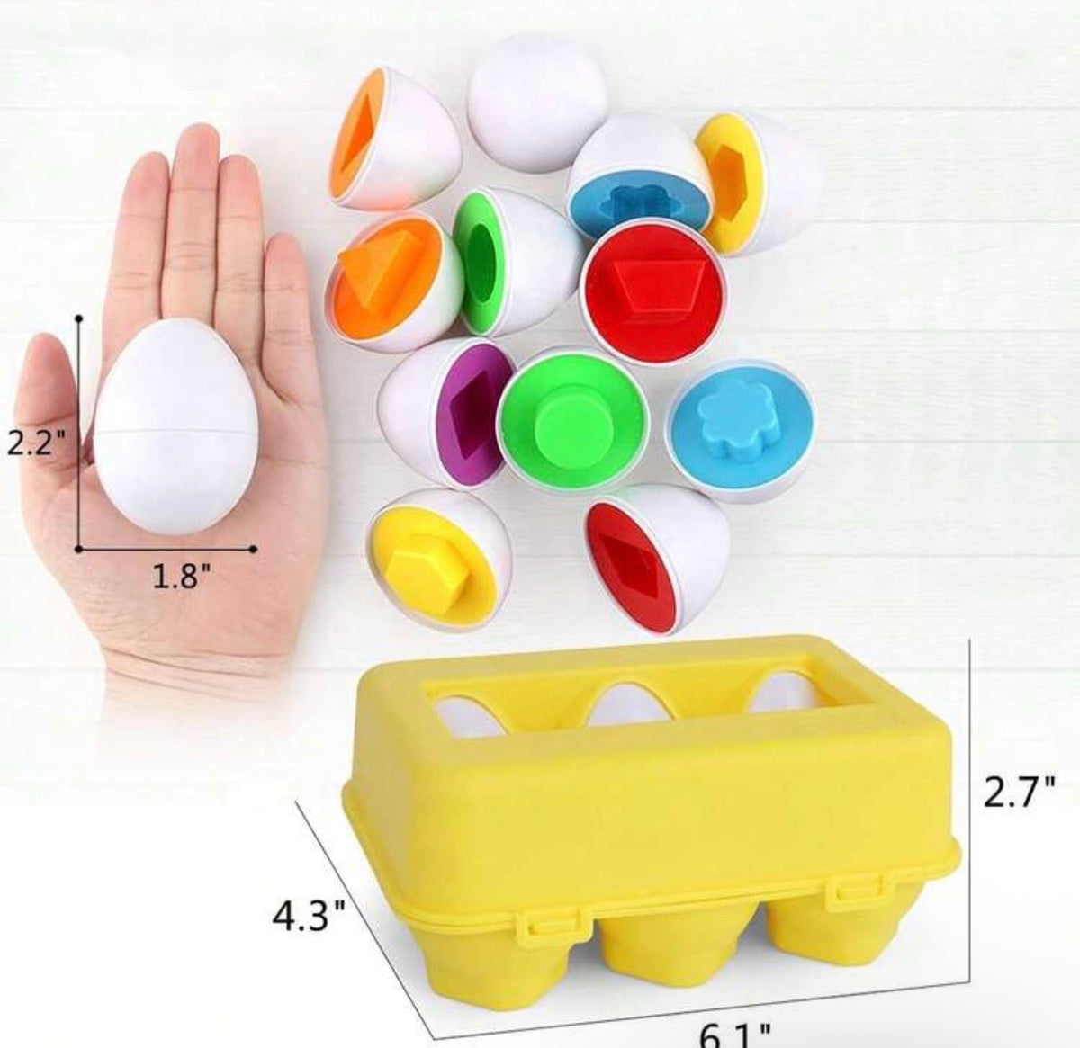Matching Egg 6pcs Set Colorful & Shape Recognition Sorting Puzzle