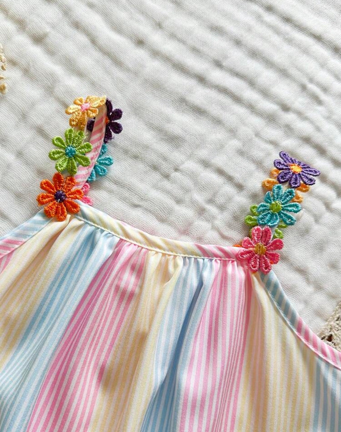 Floral ribbon Patchwork Striped A-line