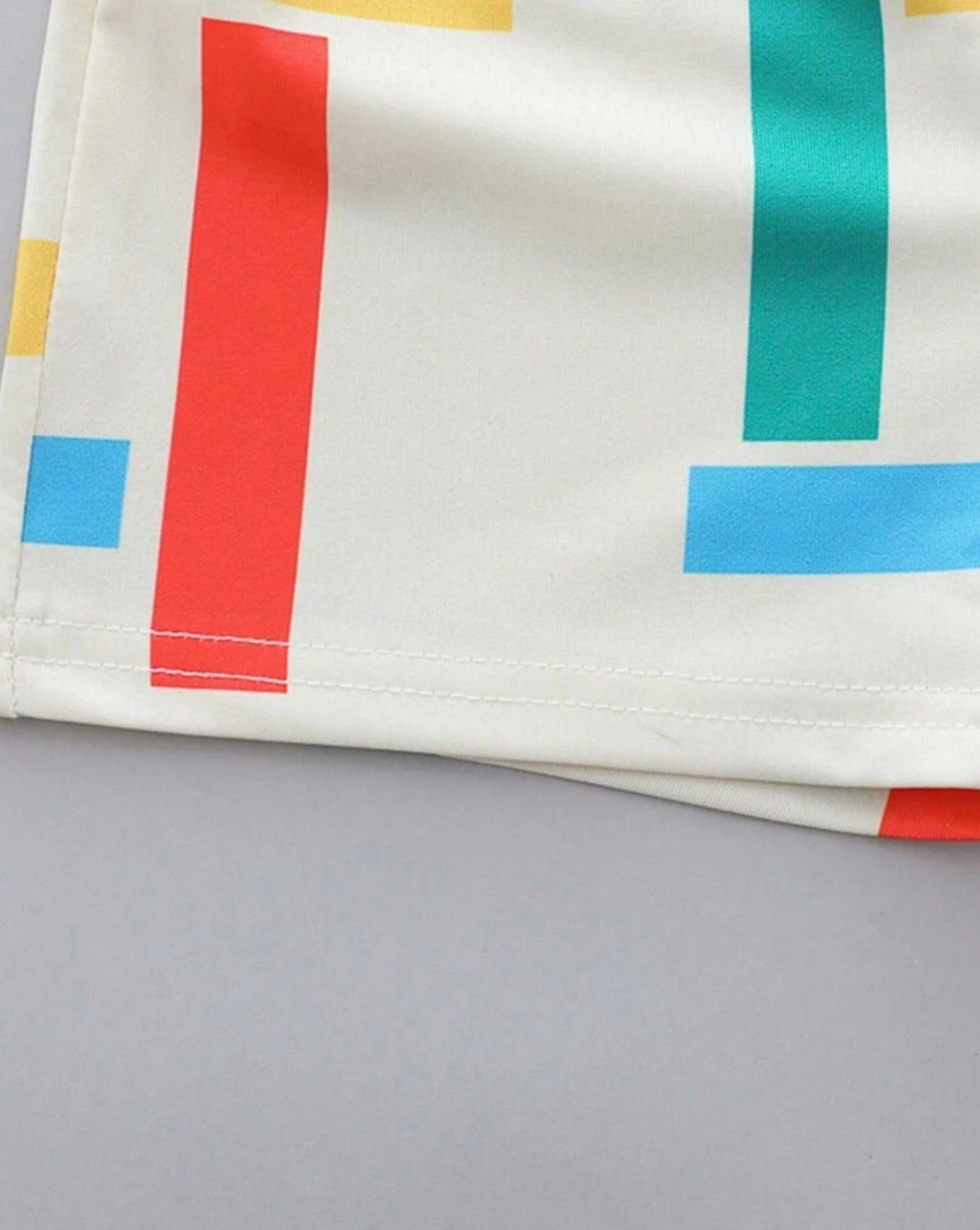 Stripe collar Short sleeves Shirt and shorts