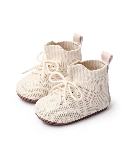 Infant Plain Non-Slip Breathable Knit Detail High-Top Flats