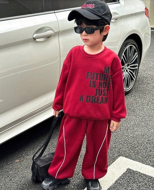 Graphic Crew Neck Long Sleeve Winter Hoodie Sweatshirt And Sweatpants Set