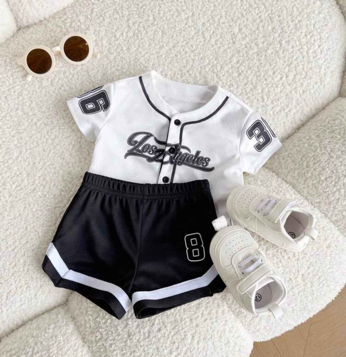 White Letter Print Short Sleeve T-Shirt And Shorts 2 Piece Set